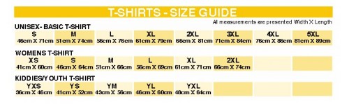 T-SHIRT SIZE GUIDES